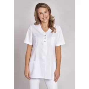 Casaca sanitaria de mujer Leiber 08/1338 blanco, puesta en modelo, frontal