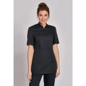 Chaqueta de cocina de mujer Leiber 08/1351 negra, vista con modelo