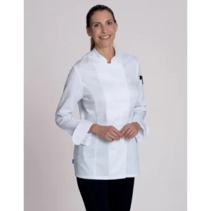 Chaqueta de cocina de mujer Leiber 08/1352 blanco, vista con modelo