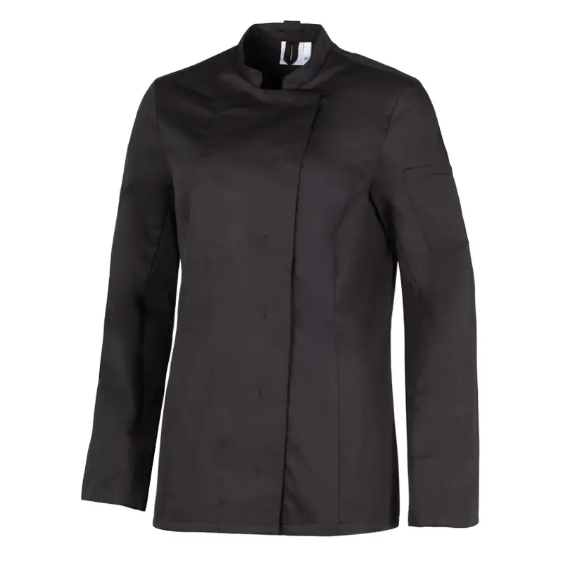 Chaqueta de cocina de mujer Leiber 08/1352 4 Chaqueta de cocina de mujer Leiber 08/1352 negro, vista frontal sin modelo