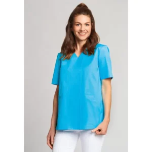 Casaca sanitaria de mujer Leiber 08/1361 turquesa, puesta en modelo, vista frontal