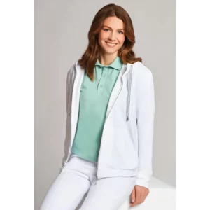 Sudadera con capucha de mujer Leiber 08/1364 blanca, otra vista con modelo