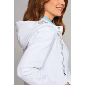 Sudadera con capucha de mujer Leiber 08/1364 blanca, detalle de la capucha