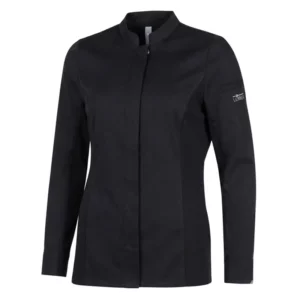 Chaqueta de cocina de mujer Leiber 08/1373 negra, vista frontal de la prenda