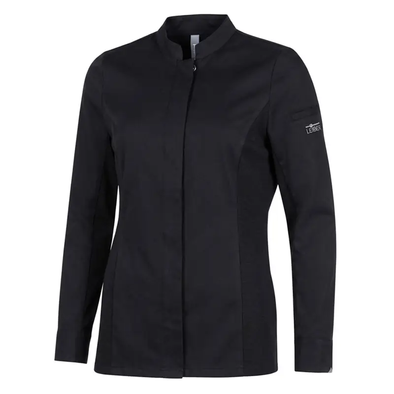 Chaqueta de cocina de mujer Leiber 08/1373 2 Chaqueta de cocina de mujer Leiber 08/1373 negra, vista frontal de la prenda