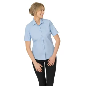 Blusa de mujer Leiber 08/2086 celeste, modelo de frente