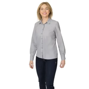 Blusa de mujer Leiber 08/2101 gris de manga larga vista frontal con modelo