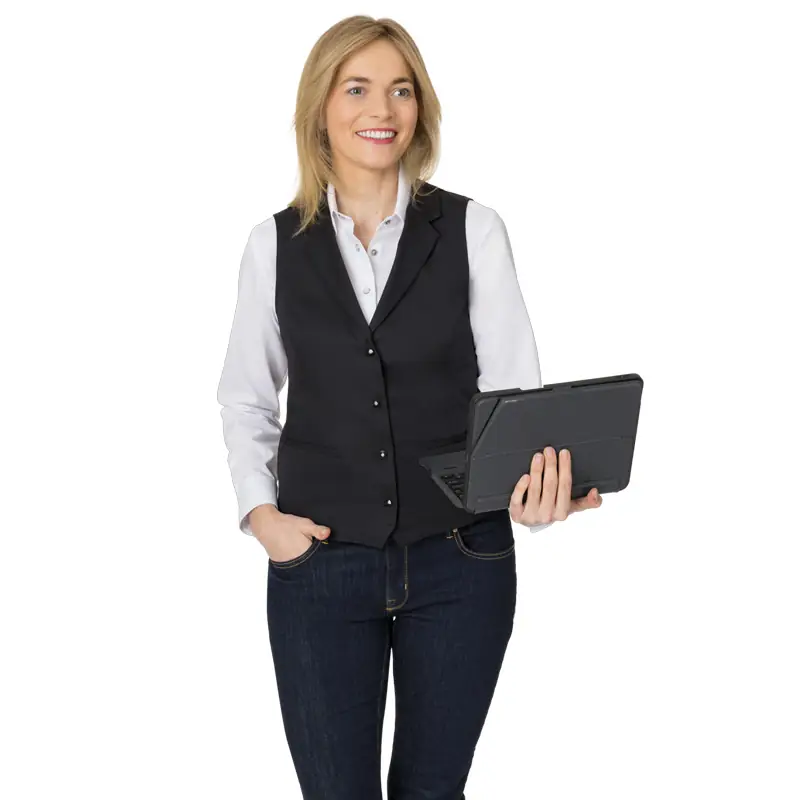 Chaleco de mujer Leiber 08/2107 1 Chaleco de mujer Leiber 08/2107 negro vista frontal con modelo