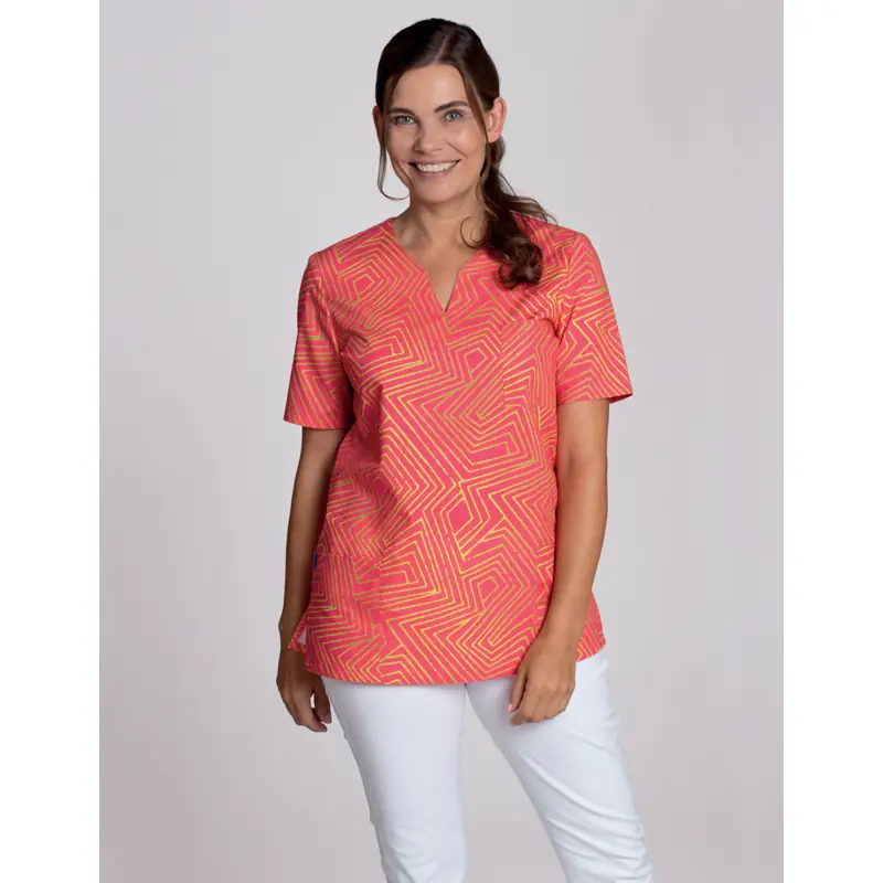Casaca estampada de mujer Leiber 08/2135 2 Casaca estampada de mujer Leiber 08/2135 rojo/lima, puesta en modelo, vista frontal
