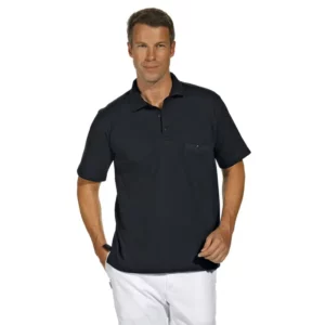 Polo de manga corta Leiber 08/241 en color negro, puesto en modelo