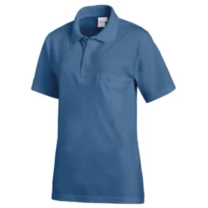 Polo de manga corta Leiber 08/241 en color azul paloma, vista frontal