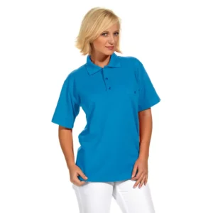 Polo de manga corta Leiber 08/241 en color turquesa, puesto en modelo