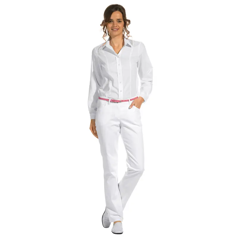 Blusa de mujer Leiber 08/2424 de manga larga 3 Blusa de mujer Leiber 08/2424 blanco, puesta en modelo, segunda vista