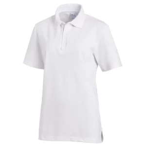 Polo unisex Leiber 08/2515 blanco, vista frontal de la prenda