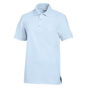 Polo unisex Leiber 08/2515 celeste, vista frontal de la prenda