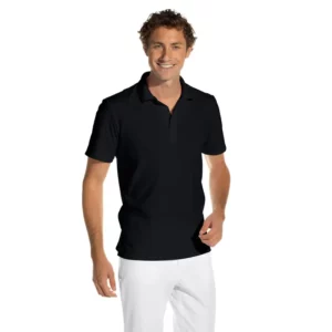 Polo unisex Leiber 08/2515 negro, vista frontal con modelo