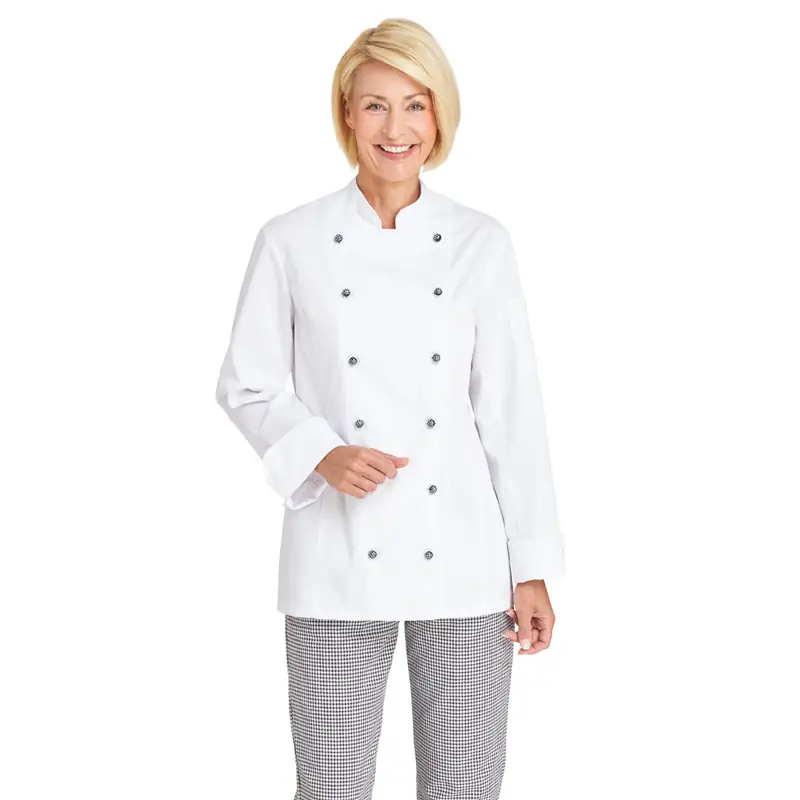 Chaqueta de cocina de mujer Leiber 08/2518 1 Chaqueta de cocina de mujer Leiber 08/2518 blanco, puesto en modelo, vista frontal