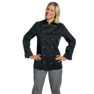Chaqueta de cocina de mujer Leiber 08/2518 negro, puesto en modelo, vista frontal