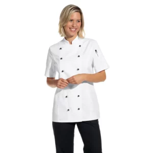 Chaqueta de cocina de mujer Leiber 08/2519 blanco, puesto en modelo, vista frontal