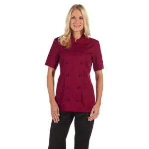 Chaqueta de cocina de mujer Leiber 08/2519 burdeos, puesto en modelo, vista frontal