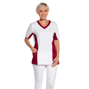 Casaca bicolor de mujer Leiber 08/2531 blanco/cereza, puesta en modelo