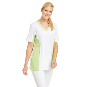 Casaca bicolor de mujer Leiber 08/2531 blanco/verde claro, puesta en modelo, vista frontal