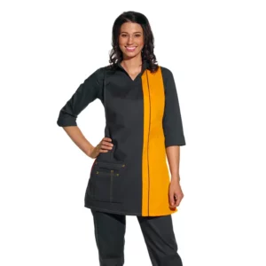 Casulla bicolor Leiber 08/2541 negro/amarillo sol, puesta en modelo
