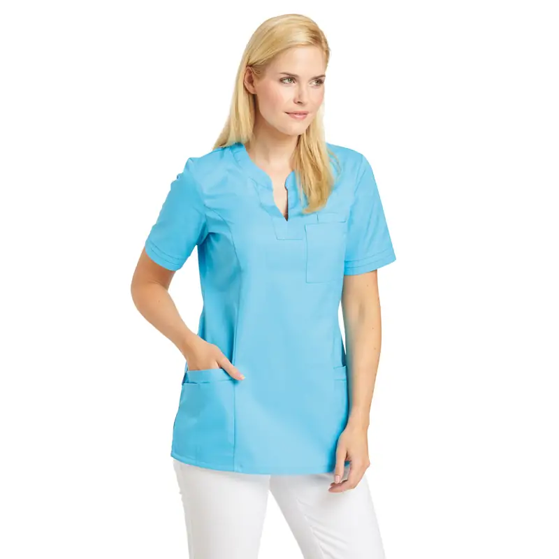 Casaca de mujer Leiber 08/2557 3 Casaca Leiber 08/2557 turquesa, vista frontal puesta en modelo