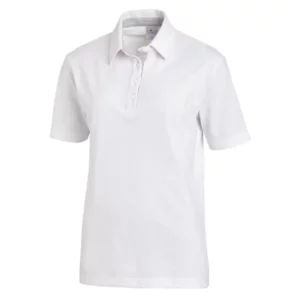 Polo unisex Leiber 08/2637 blanco/gris plata, vista frontal de la prenda