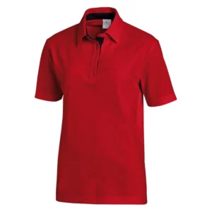 Polo unisex Leiber 08/2637 rojo/negro, vista frontal de la prenda