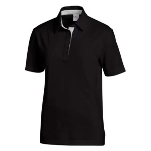 Polo unisex Leiber 08/2637 negro/gris plata, vista frontal de la prenda
