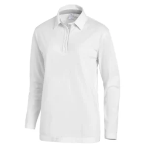 Polo unisex Leiber 08/2638 blanco/gris plata, vista frontal de la prenda