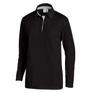 Polo unisex Leiber 08/2638 negro/gris plata, vista frontal de la prenda