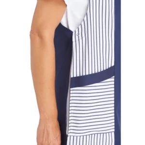 Casulla Leiber 08/264 blanco/azul marino, detalle lateral