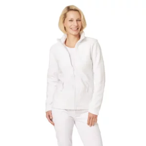 Chaqueta polar de mujer Leiber 08/2662 blanco, puesto en modelo, vista frontal