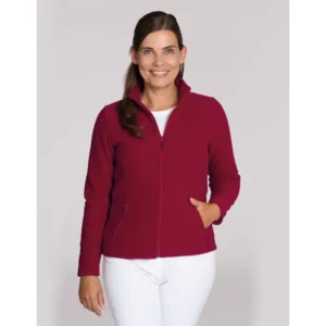 Chaqueta polar de mujer Leiber 08/2662 cereza, puesto en modelo, vista frontal