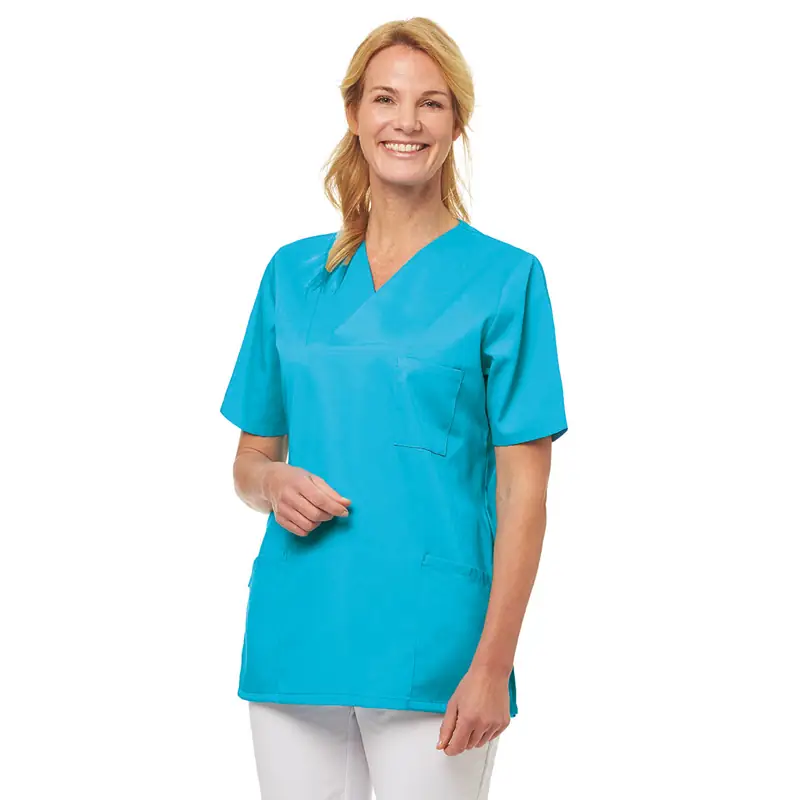 Casaca sanitaria de mujer Leiber 08/2732 1 Casaca sanitaria de mujer Leiber 08/2732 turquesa, vista frontal con modelo