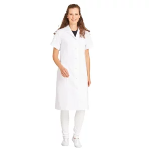 Bata de mujer Leiber 08/490 blanco, puesta en modelo