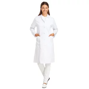 Bata de mujer Leiber 08/491 blanco, puesta en modelo