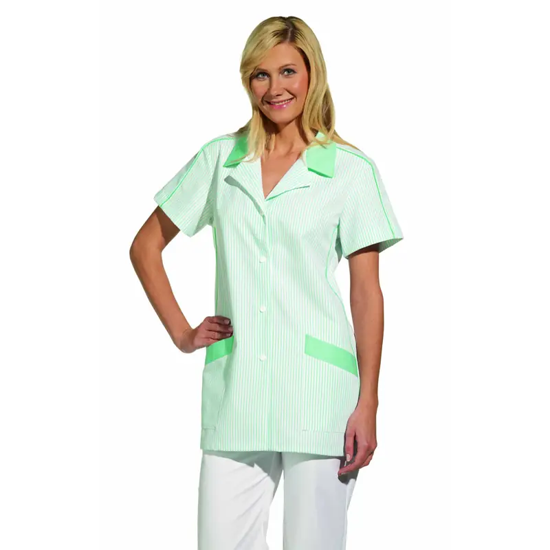 Casaca rayada de mujer Leiber 08/559 6 Casaca Leiber 08/559 blanco/menta, vista frontal puesta en modelo