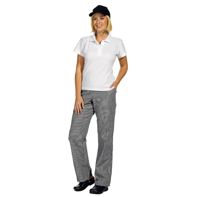 Pantalón de cocina unisex Leiber 08/609 1 Pantalón de cocina unisex Leiber 08/609 blanco y negro, frontal con modelo