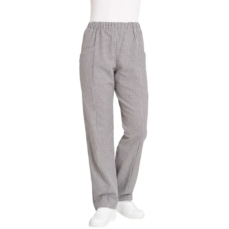 Pantalón de cocina unisex Leiber 08/609 2 Pantalón de cocina unisex Leiber 08/609 blanco y negro, frontal en maniquí