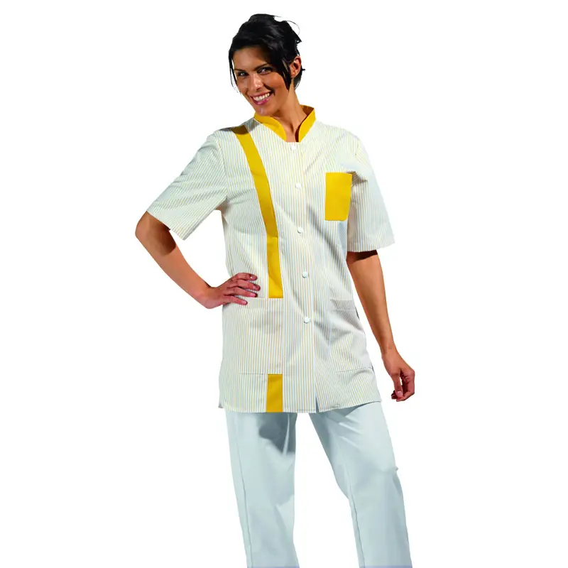 Casaca de mujer Leiber 08/634 10 Casaca Leiber 08/634 blanco/amarillo, puesta en modelo, vista frontal