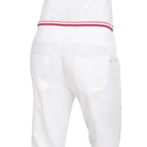 Pantalón de mujer Leiber 08/6751 Blanco/Cereza, posterior del pantalón puesto