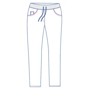 Pantalón de mujer Leiber 08/7100 blanco/rosa intenso, dibujo frontal