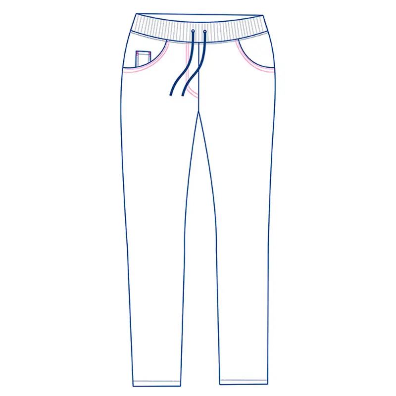 Pantalón sanitario de mujer Leiber 08/7100 4 Pantalón de mujer Leiber 08/7100 blanco/rosa intenso, dibujo frontal