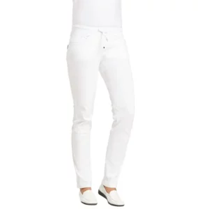 Pantalón de mujer Leiber 08/7100 blanco/turquesa, vista frontal