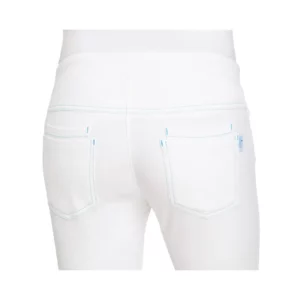 Pantalón de mujer Leiber 08/7101 blanco/turquesa, vista trasera y bolsillos