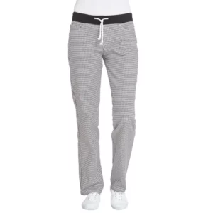 Pantalón de cocina de mujer Leiber 08/7221 blanco y negro, frontal de la prenda