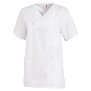 Casaca sanitaria unisex Leiber 08/769 en blanco, vista frontal de la prenda